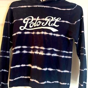 Like New POLO Ralph Lauren Polo Boys tie-dye Polo hoodie,Navy Ralph Lauren hood